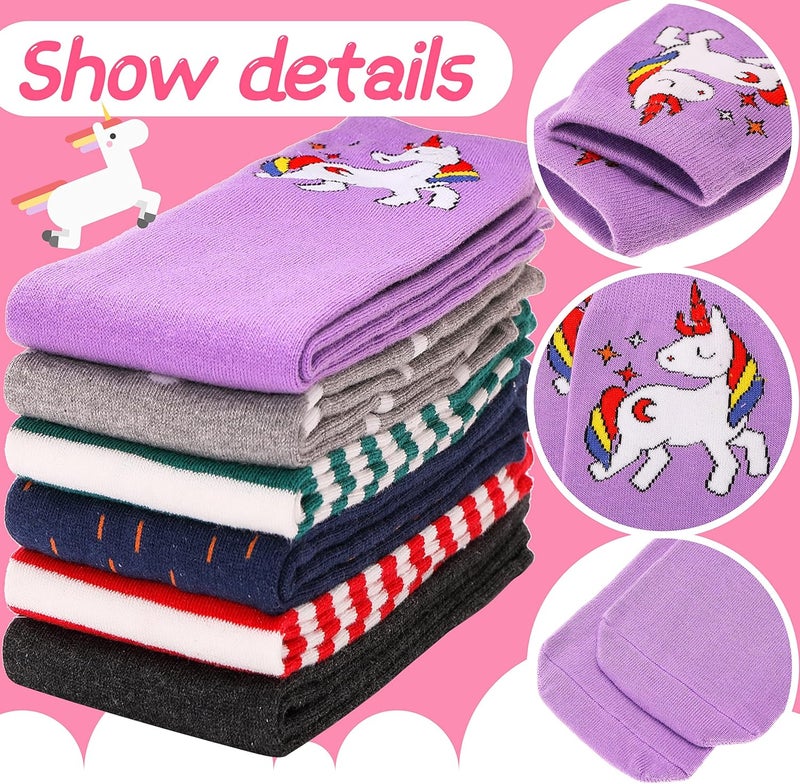 ANTSANG Kids Girls Knee High Socks Long Boot Crazy Silly Fun Gift Cute Tall Animal Socks for Child 6 Pairs - Image 5